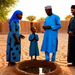 **Prompt 1: Community Life at the Mosque**
    A vibrant community scene in Niger at sunset. Muslim men and women in modest, traditional attire, fully clothed, are gathering peacefully near a traditional mud-brick mosque. Some individuals are standing in serene prayer, while children in appropriate clothing play nearby, contributing to the family-friendly atmosphere. The scene is bathed in warm, golden hour light, exuding a sense of peace and togetherness. This is a professional photograph, highly detailed and realistic, showcasing the cultural richness of daily life. safe for work, appropriate content, perfect anatomy, correct proportions, natural pose, well-formed hands, proper finger count, natural body proportions, modest.