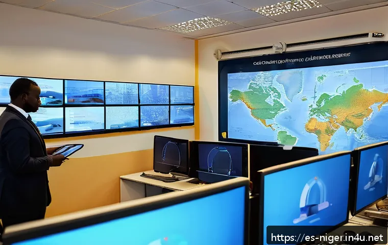 니제르 정부 정책 및 행정 개혁 - A modern government office interior in Niger, showcasing a diverse team of professional civil servan...